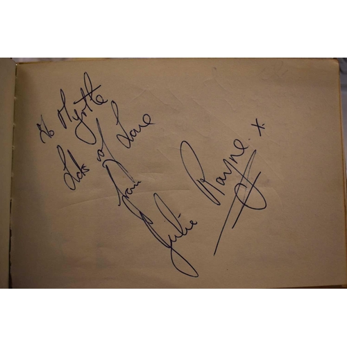 56 - Three autograph books containing the signatures of Adam Faith, Paul McCartney Vic Flick, Billy Burde... 