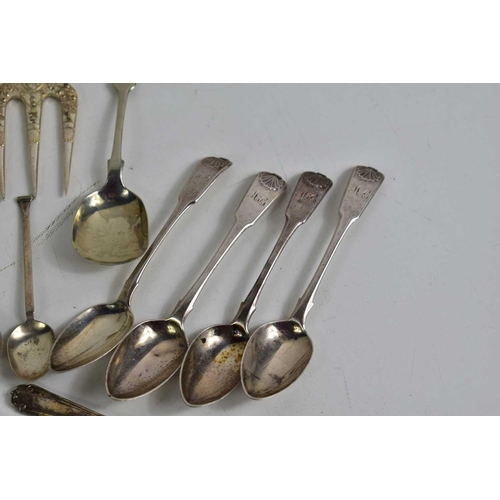 94 - Four Georgian silver teaspoons, hallmarked for William Bateman, together with a quantity of silver p... 