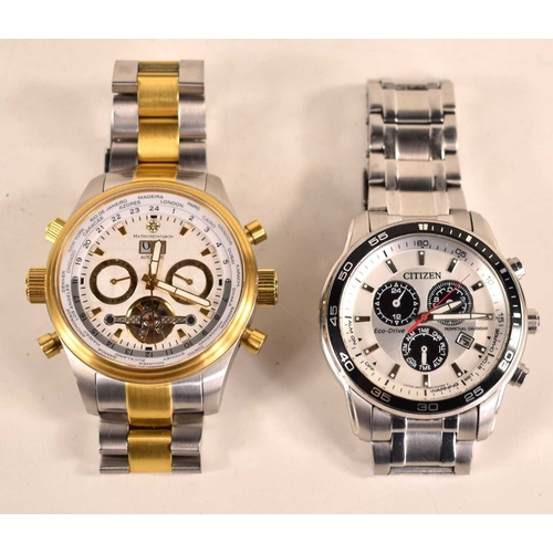 338 - A Citizen Eco-drive chronograph wristwatch together with a Mathis Montabon automatic wristwatch.