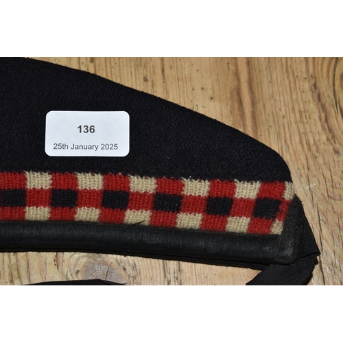 136 - A vintage / possibly wartime Romanes & Paterson Glengarry hat with a Liverpool Scottish regiment cap... 