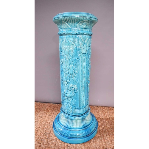 290 - A 19th Century Burmantofts Turquoise Jardiniere. 94cm high