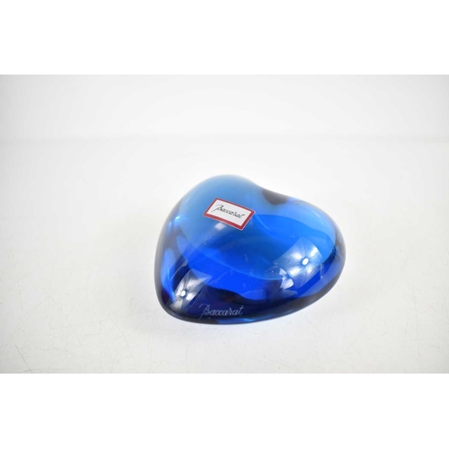 297 - A Baccarat blue crystal Puffed Heart paperweight, with original box.