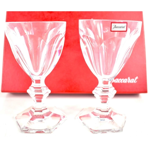 298 - A pair of Baccarat Harcourt crystal wine glasses, with original box.