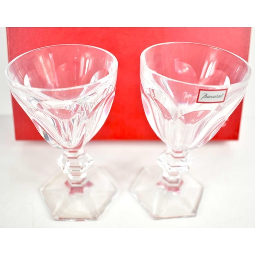 298 - A pair of Baccarat Harcourt crystal wine glasses, with original box.