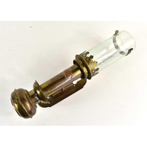 315 - A GNR brass railway carriage lamp with glass chimney.