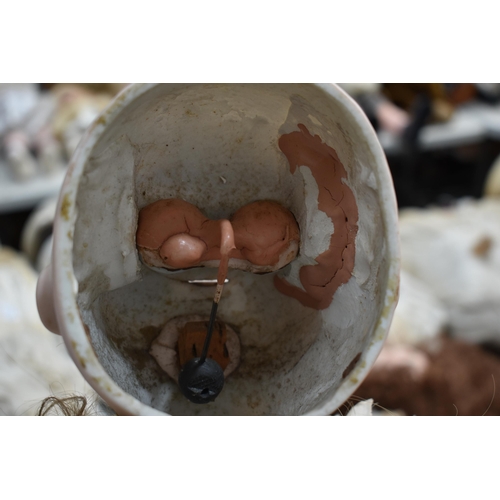 89 - An Etienne Denamur Depose bisque porcelain head bebe companion doll, no. 13, with composition body a... 