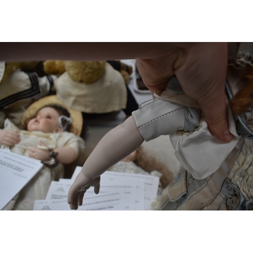 88 - A German porcelain bisque head doll, with composition body and articulated arms.