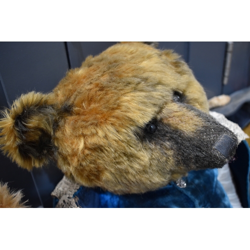 104 - A large Portobello Bear Co. Limited Edition bear, wearing blue velvet attire, Collectors Designer Be... 