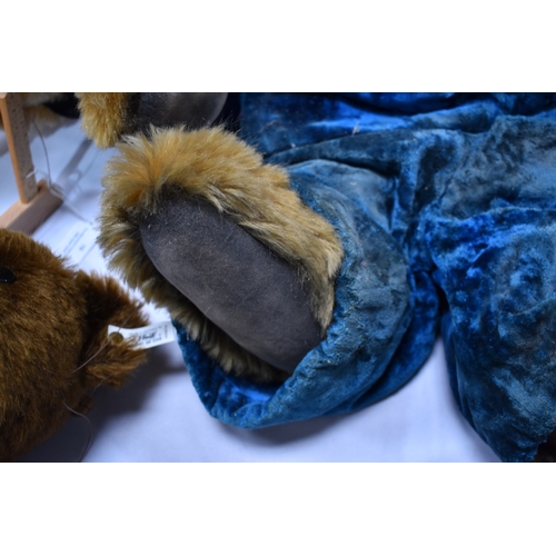 104 - A large Portobello Bear Co. Limited Edition bear, wearing blue velvet attire, Collectors Designer Be... 