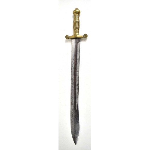 102 - A 19th century Imperial Russian 1838 pattern pioneer sawback sword, the cross guard stamped 1836, th... 