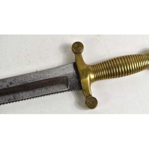 102 - A 19th century Imperial Russian 1838 pattern pioneer sawback sword, the cross guard stamped 1836, th... 