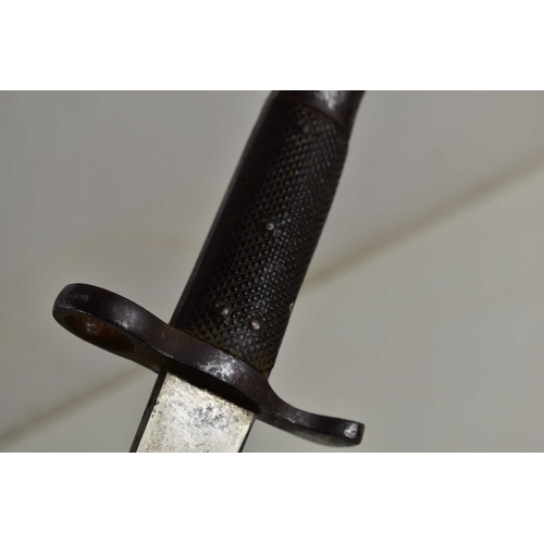 103 - A British 1875 pattern sawback bayonet and scabbard for Martini Henry Rifle, F.W stamped to the rica... 