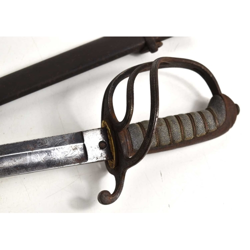 107 - A 19th century 1821 pattern light cavalry sword by Maynard & Harris, with fullered and etched blade ... 