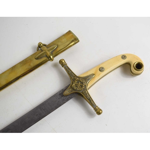 108 - A 19th century 1831 pattern officer's mameluke sword, etched with crossed sword and baton and foliat... 