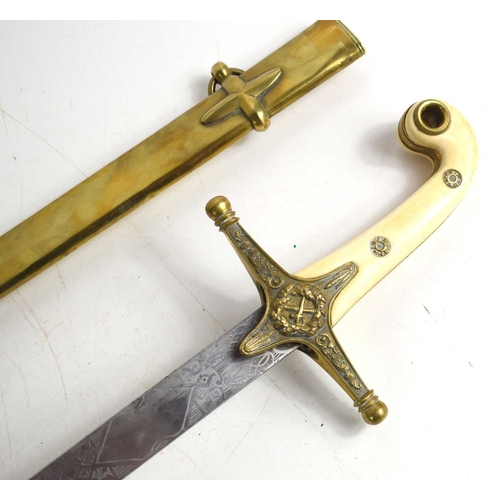 108 - A 19th century 1831 pattern officer's mameluke sword, etched with crossed sword and baton and foliat... 