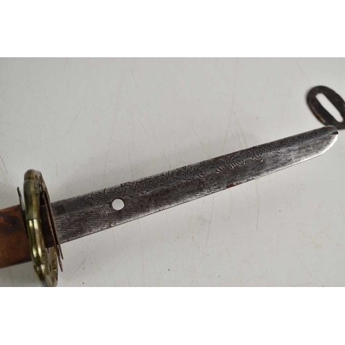 110 - A WWII era Japanese officers Shin Gunto Katana, the 68cm steel blade with undulating hamon, signed t... 