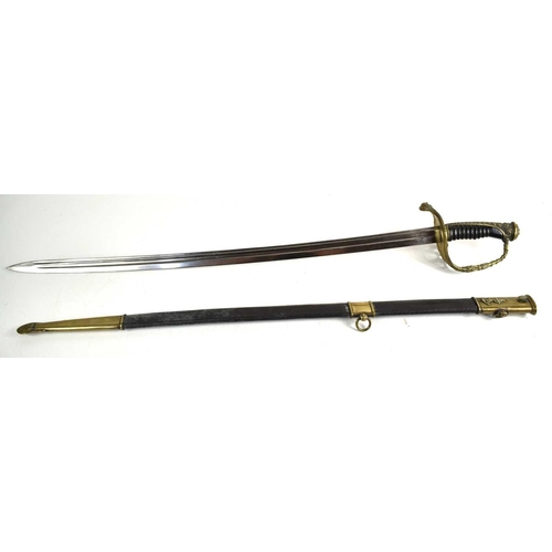111 - A Victorian French M1854 naval officer's sword, made by Coulaux & Cie Klingenthal, inspection marks ... 