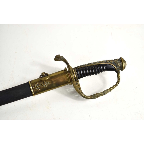 111 - A Victorian French M1854 naval officer's sword, made by Coulaux & Cie Klingenthal, inspection marks ... 