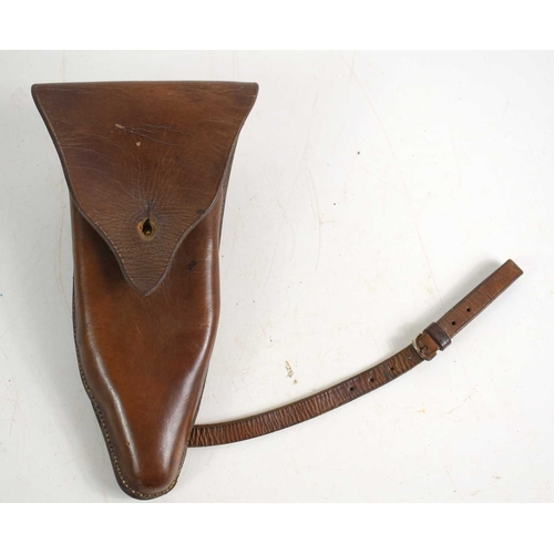 119 - A WWI era leather holster with Sam Browne fittings, the back stamped Lord Glentanar possibly for Geo... 