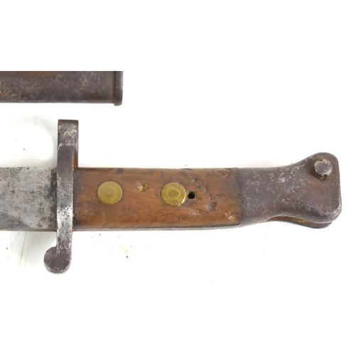 68 - A British 1888 pattern sword bayonet, the medial ribbed blade with blade spine stamped with 'crown 8... 
