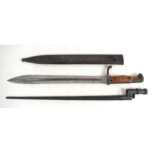 69 - A German S98/05 butcher bayonet, stamped Erfurt and Gottlieb Hammesfahr, with scabbard, together wit... 