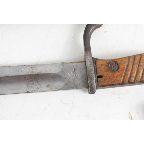 69 - A German S98/05 butcher bayonet, stamped Erfurt and Gottlieb Hammesfahr, with scabbard, together wit... 