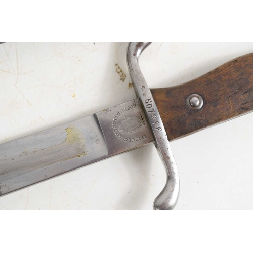 72 - A French 1866 Pattern Chassepot Bayonet with single edged fullered blade 575mm in length, maker mark... 