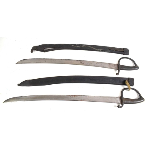 74 - Two French 19th century briquet sabre with D shaped knuckle guard, blade length 59cm, with leather s... 