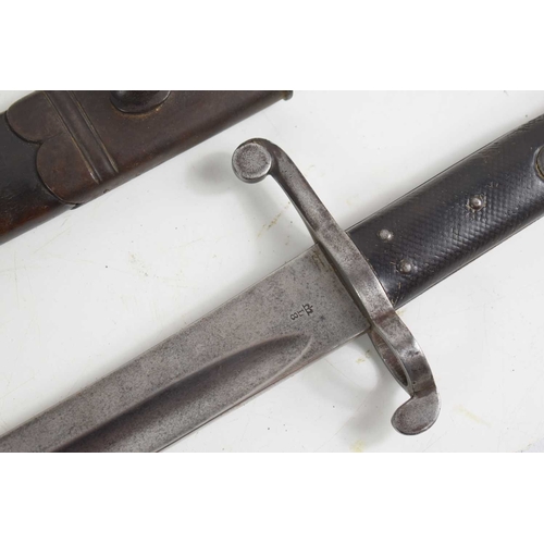 85 - Two British pattern 1856/58 Yataghan sword bayonets, one in the volunteer pattern, the blade measuri... 