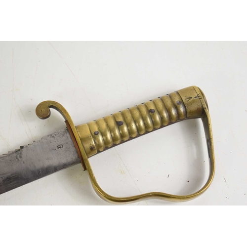 86 - A British 1856 pattern pioneer saw-back sword and scabbard, the ricasso stamped with inspection mark... 