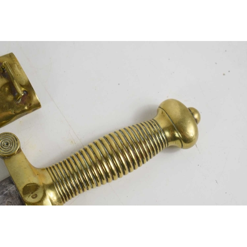 88 - A 19th century French Artillery M1831 short sword, brass hilt with ribbed grip, the blade marked Tal... 
