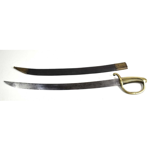 90 - A 19th Century French Infantry Briquet Short Sword by Henraux Jne, the one piece brass ribbed handle... 