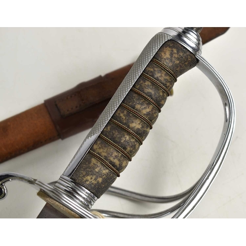 92 - Edward VII Royal Artillery officers dress sword with etched fullered blade, 84.5cm, with steel baske... 