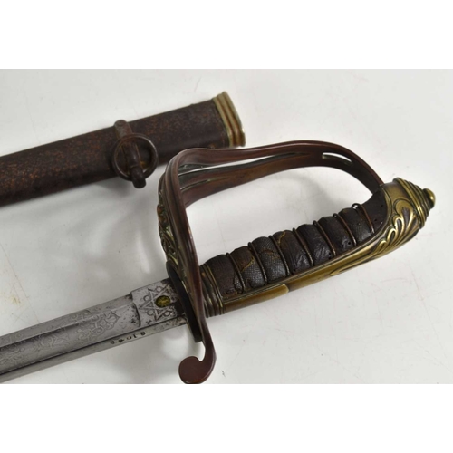 93 - A Victorian infantry officers sword by S.J Pillin of Gerrard Street, London, the pierced basket hilt... 