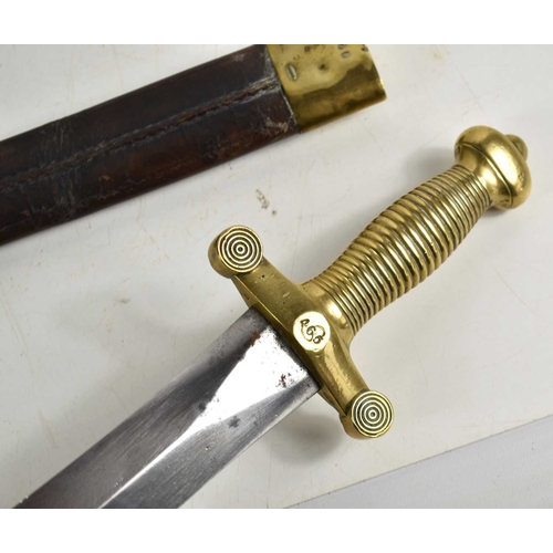 94 - A 19th century French Artillery M1831 short sword, brass hilt with ribbed grip, the blade marked Tal... 