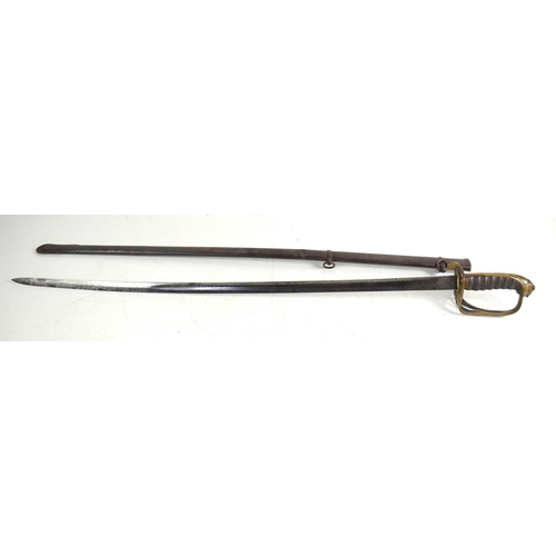 96 - A Victorian officer's sword by Henry Wilkinson, single edged fullered bladed with etched design, bra... 