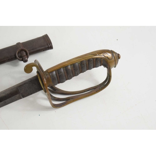 96 - A Victorian officer's sword by Henry Wilkinson, single edged fullered bladed with etched design, bra... 