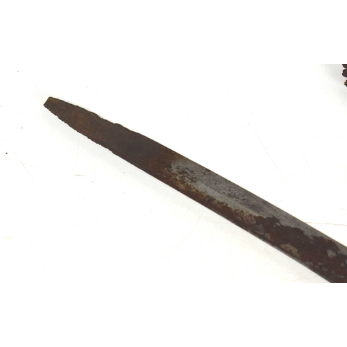 97 - A 19th century Indian Tulwar sword of curved form together with a British 1821 Pattern Yeomanry ligh... 