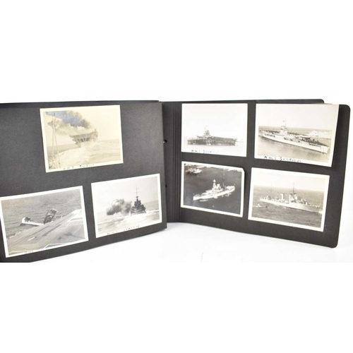 98 - A late 1930s / early WWII photograph album containing pictures of 823 squadron and HMS Glorious, 802... 