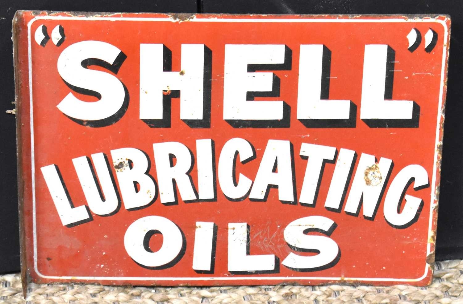 Enamel Signs: A vintage 'Shell Lubricating Oils' double sided enamel ...