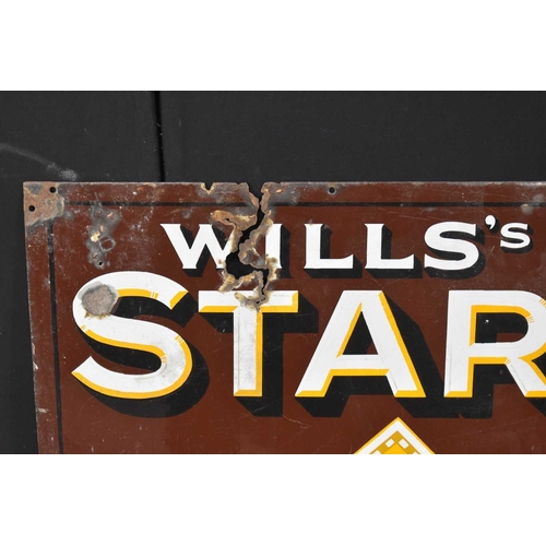 27 - Enamel signs: A vintage Will's Star Cigarettes enamel advertising sign, 91.5cm by 61cm.