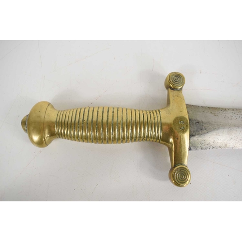 294 - A 19th century French 1816 pattern gladius type sword with brass grip, blade length 47.5cm.
