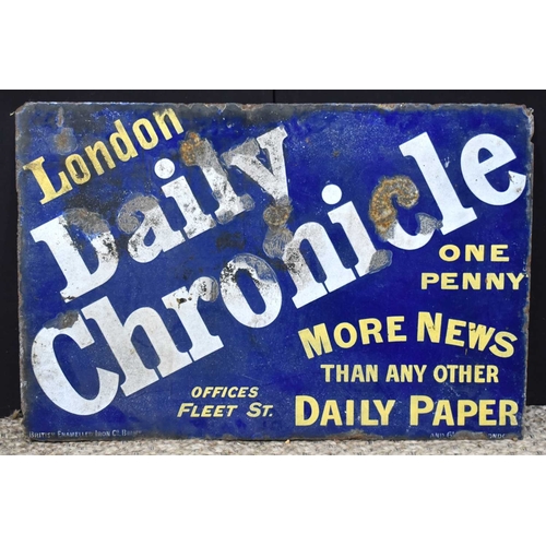46 - Enamel Signs: A vintage 'London daily Chronicle' newspaper enamel advertising sign, 92cm by 61cm.