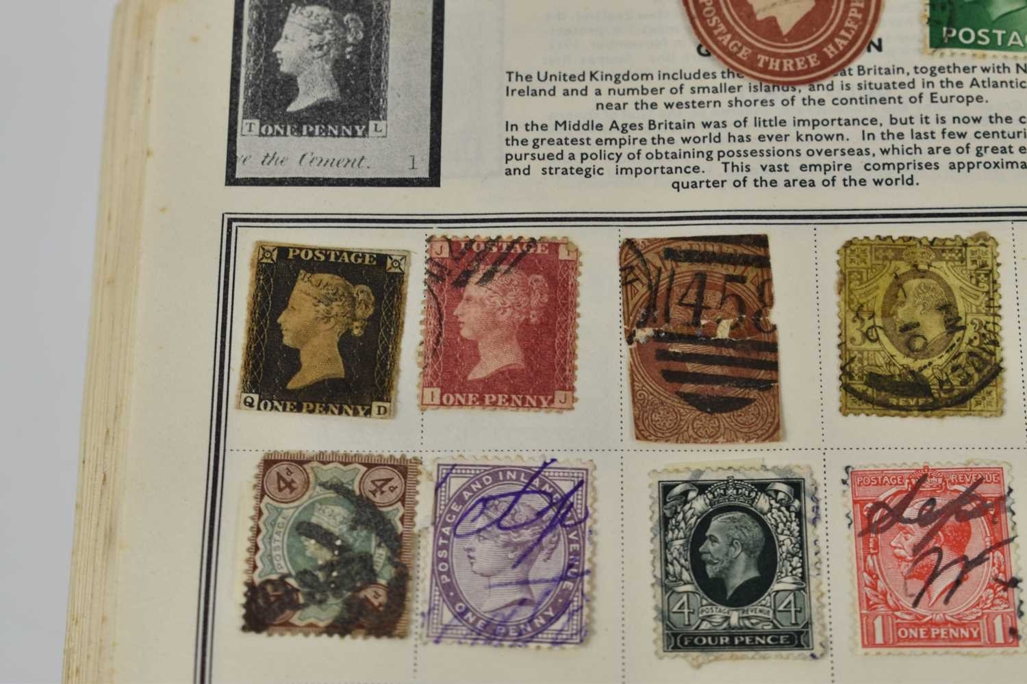 A stamp album containing Victorian and later stamps to include penny ...
