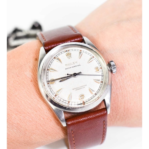 375 - A Rolex vintage wristwatch, Oyster Perpetual Chronometer, stainless steel, with replacement Hirsch l... 