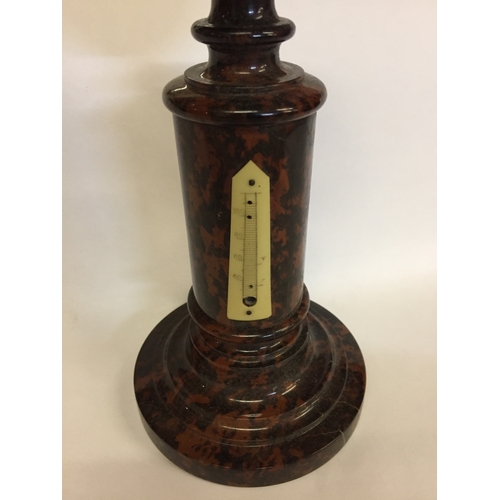 100 - 19thC Serpentine Marble Barometer With Integral Thermometer, (some damage to marble surround)
29h x ... 