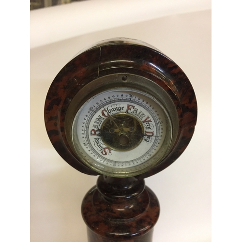 100 - 19thC Serpentine Marble Barometer With Integral Thermometer, (some damage to marble surround)
29h x ... 