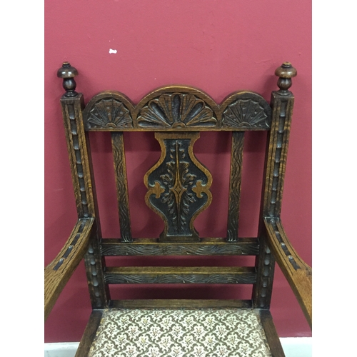 2 - Carved Oak carver chair