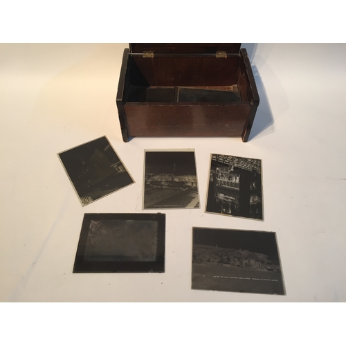 148 - A box of vintage Glass slides plus plates southern railway etc