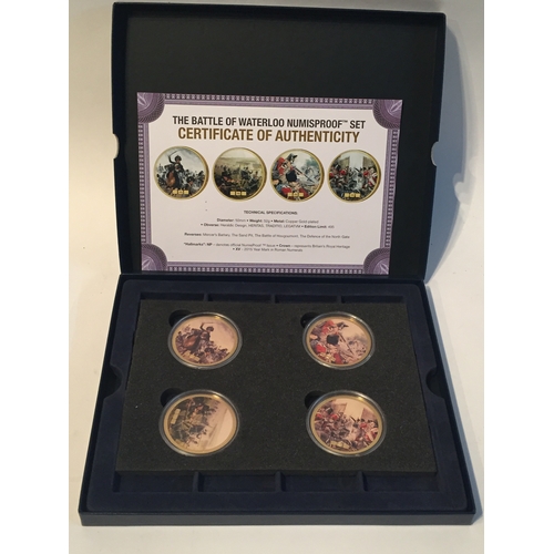 150 - Limited Edition Of Gold Plated Battle Of Waterloo Numisproof Set With Certificate Of Authenticity .